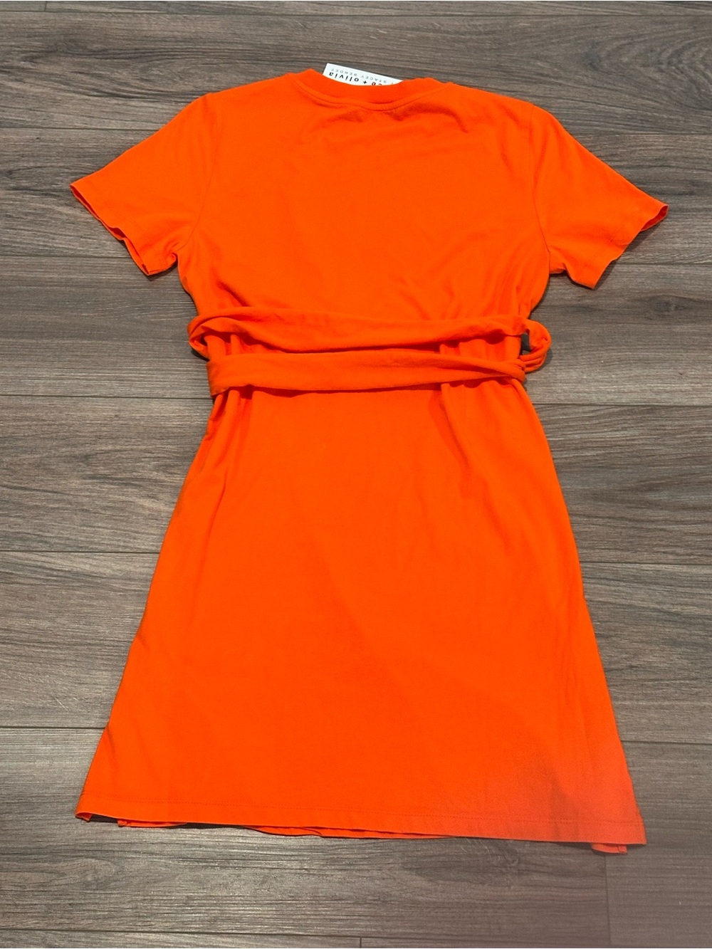 NWT! Alice + Olivia Evie Vibrant Orange Tie-Waist Dress Size Large - Picture 8 of 10